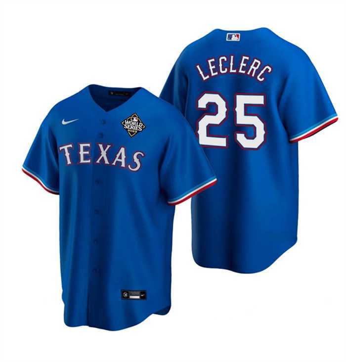 Men's Texas Rangers #25 Jose Leclerc Royal 2023 World Series Stitched Baseball Jersey Dzhi